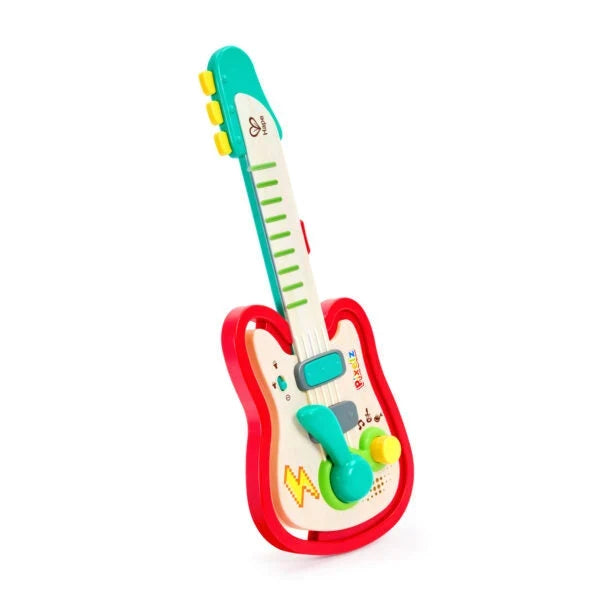 Colorful toy guitar on a white background