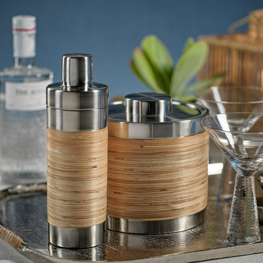 Rattan and Steel Ice Bucket - Barware by Carlyle Avenue