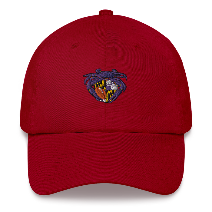 Raven Crab Football Maryland Crest, Embroidered Baseball Hat