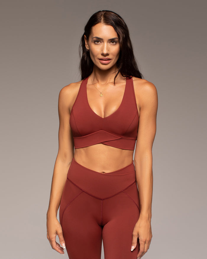 Ray V-Neck Longline Bra - Terracotta