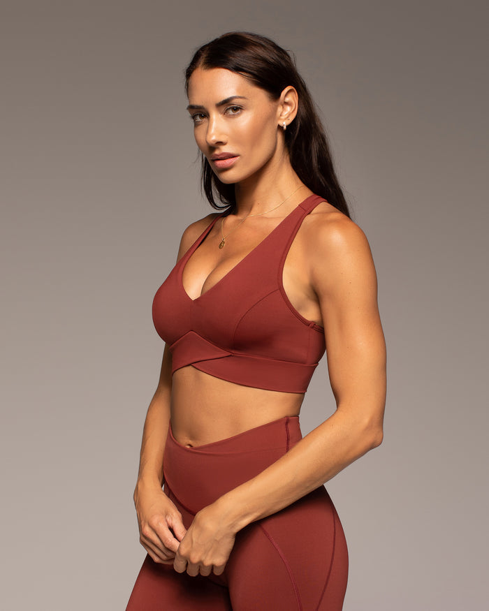 Ray V-Neck Longline Bra - Terracotta