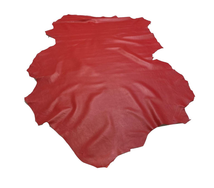Red Italian Nappa Lambskin close view showing grain and texture