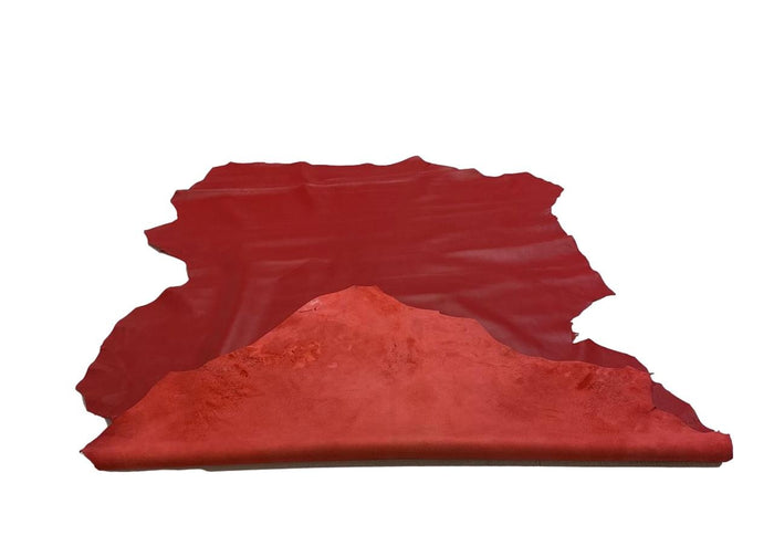 Red Italian Nappa Lambskin surface detail showing texture and finish