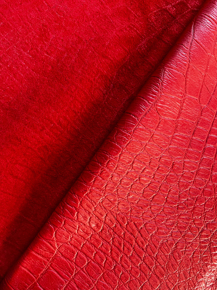 Red Alligator Embossed Cowhide alternate view showing color and surface finish