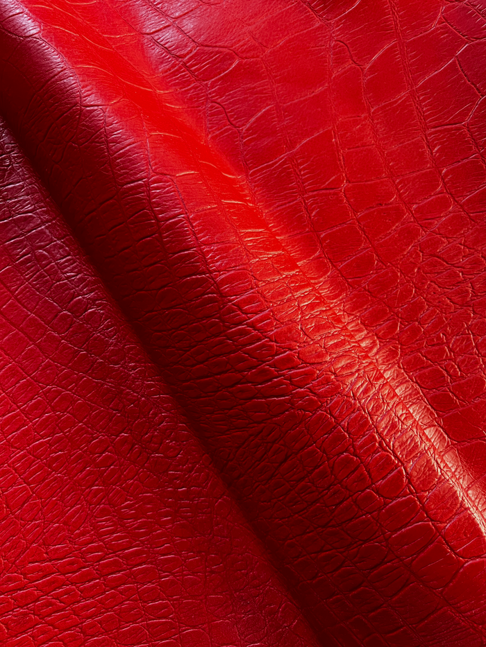 Red Alligator Embossed Cowhide surface detail showing texture and finish