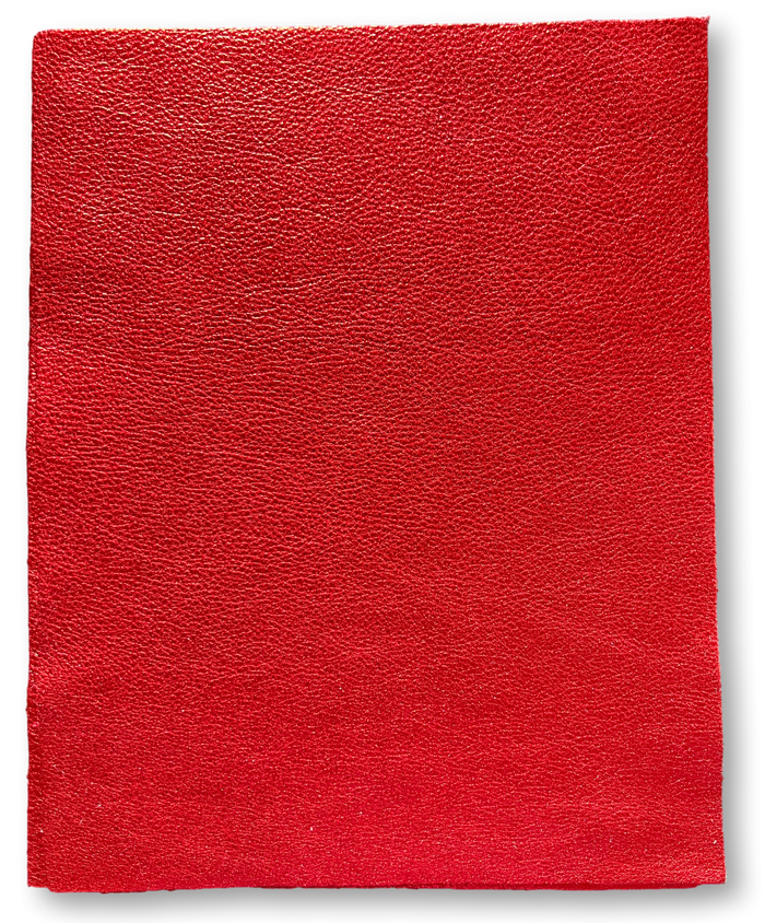 Red Metallic Cowhide Sheets, 8.5 × 11 in shown in a full product view