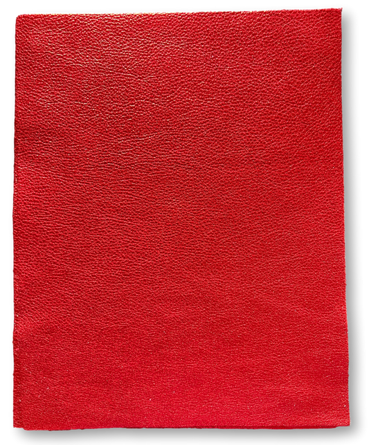 Red Metallic Cowhide Sheets, 8.5 × 11 in shown in a full product view