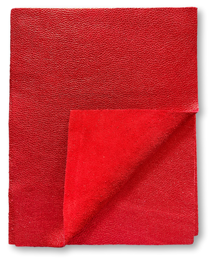 Red Metallic Cowhide Sheets, 8.5 × 11 in alternate view showing color and surface finish