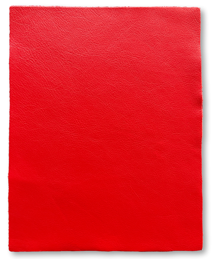 Close-up of Red Cowhide Leather Sheets, 8.5 × 11 in showing grain, texture, and finish