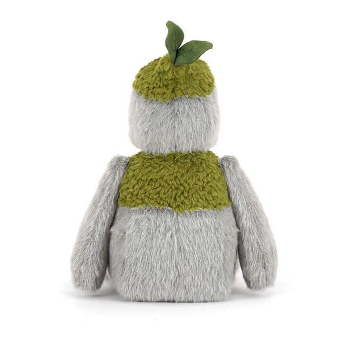 Rear view of seated Rockleton Jellycat on a white background