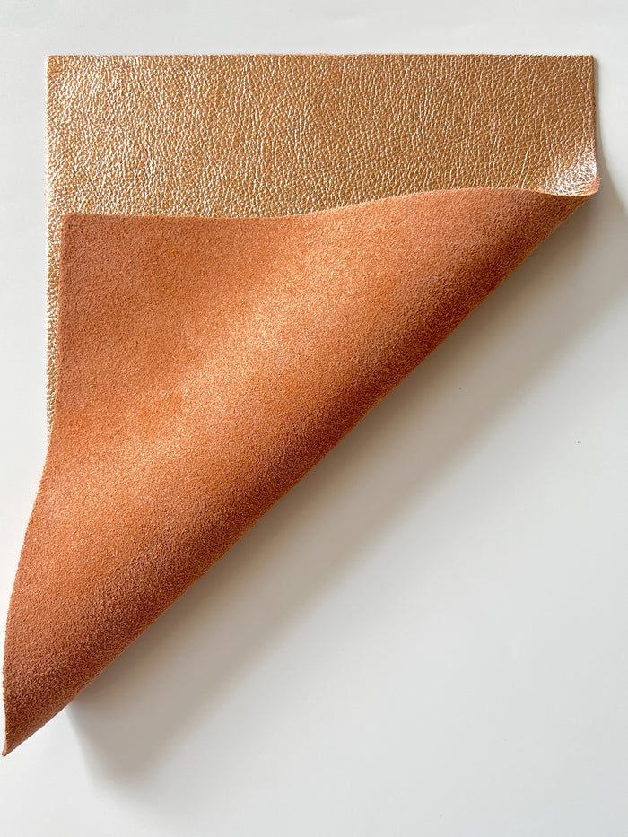 Rose Gold Metallic Cowhide Sheets, 8.5 × 11 in alternate view showing color and surface finish