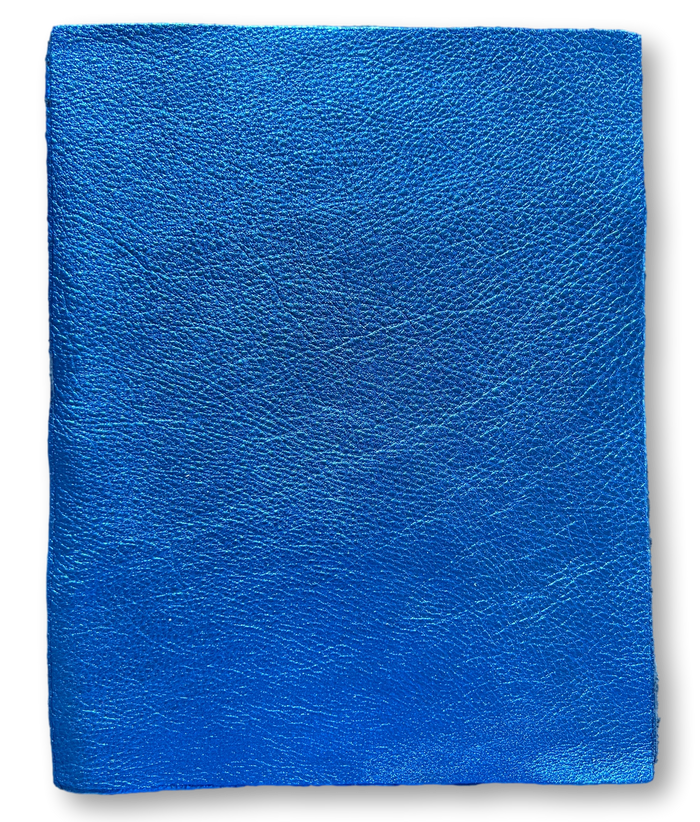 Royal Blue Metallic Cowhide Sheets, 8.5 × 11 in shown in a full product view