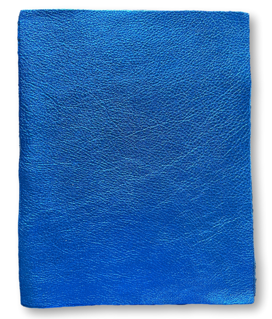 Royal Blue Metallic Cowhide Sheets, 8.5 × 11 in shown in a full product view