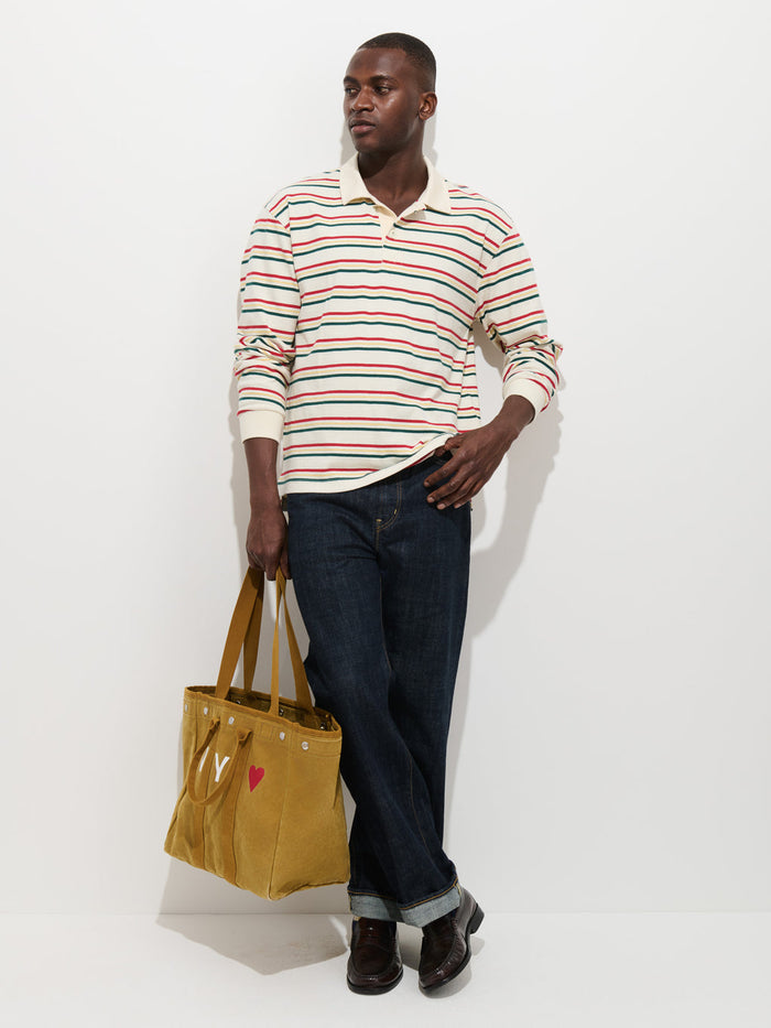 Rugby Striped in Cotton Jersey - Ivory Stripe