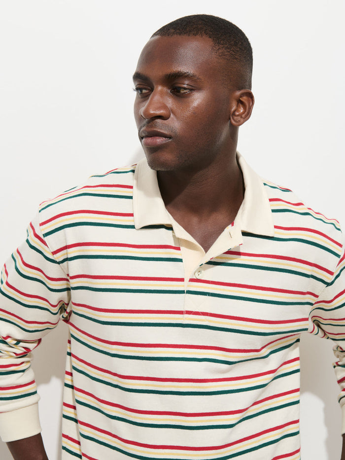 Rugby Striped in Cotton Jersey - Ivory Stripe