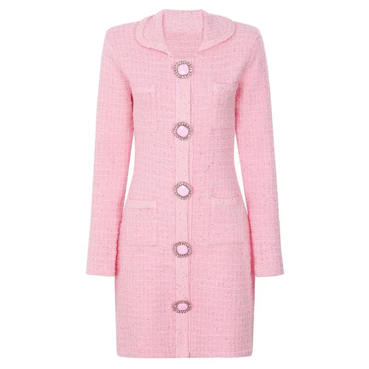 Pink coat with decorative buttons on a white background