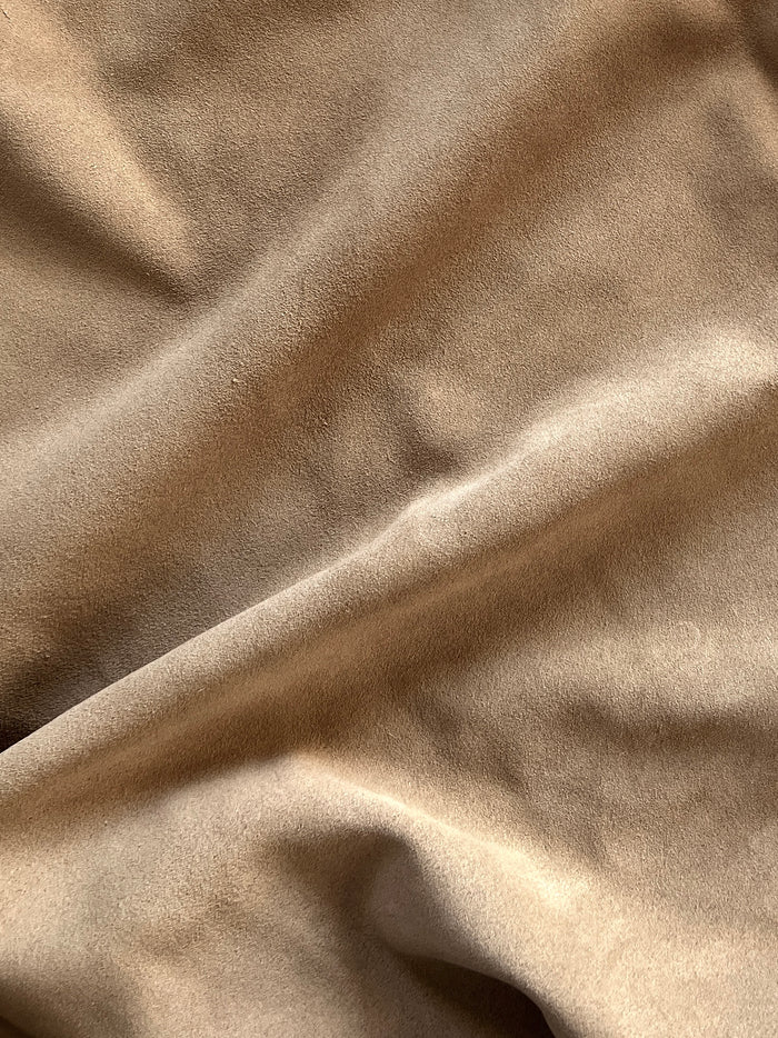 Sand Cow Suede close view showing grain and texture