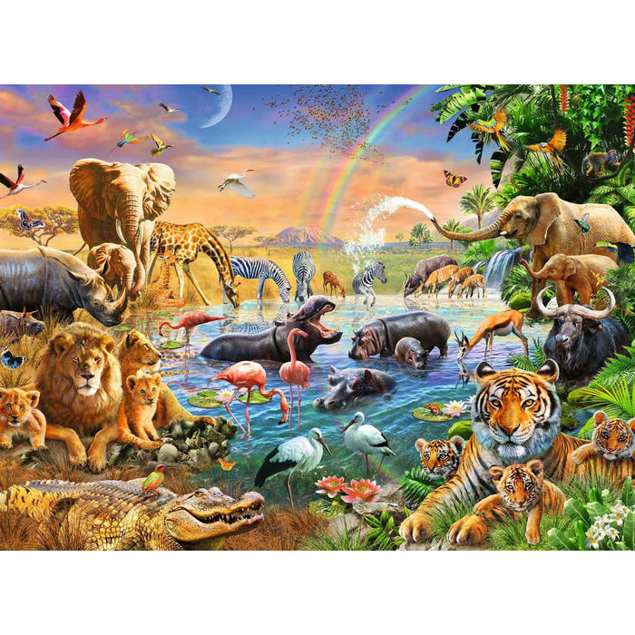 Savannah Jungle Waterhole 100pc Puzzle
