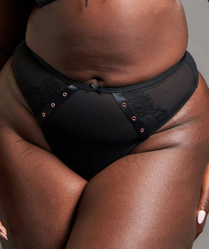 Scantilly Laced Up High Waist Thong - Black