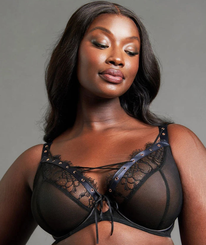 Scantilly Laced Up Plunge Bra - Black