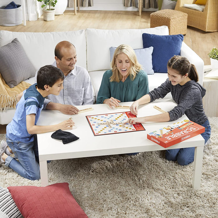 Family playing Scrabble