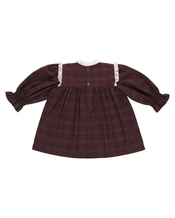 set outfit plaid ruffled shirt and bloomers - plum