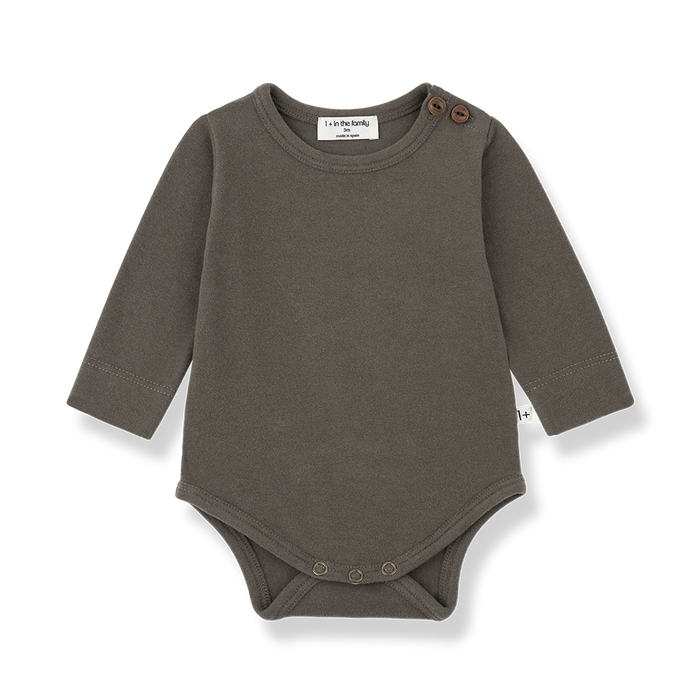 set outfit solid onesie and houndstooth suspender bloomers - dark taupe