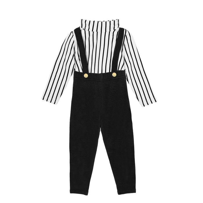 set outfit vertical stripes - black