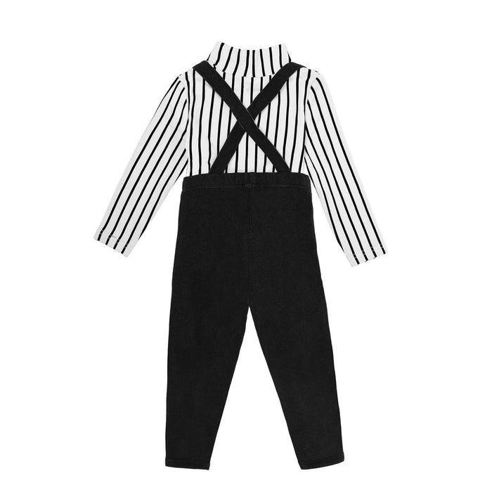 set outfit vertical stripes - black