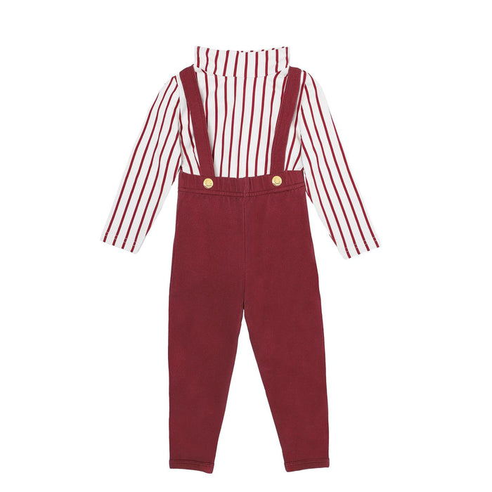 set outfit vertical stripes - burgundy