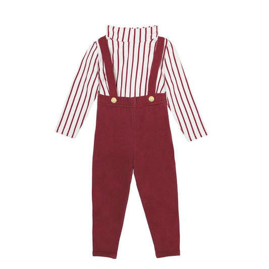set outfit vertical stripes - burgundy