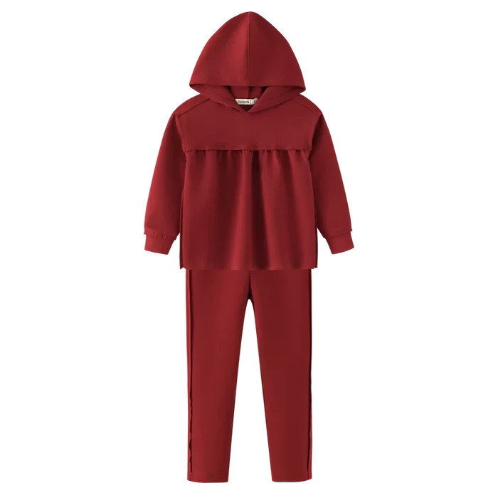 set outfit washed tracksuit - burgundy