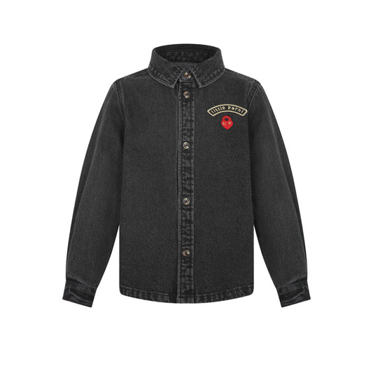 shirt l/s denim logo - black denim