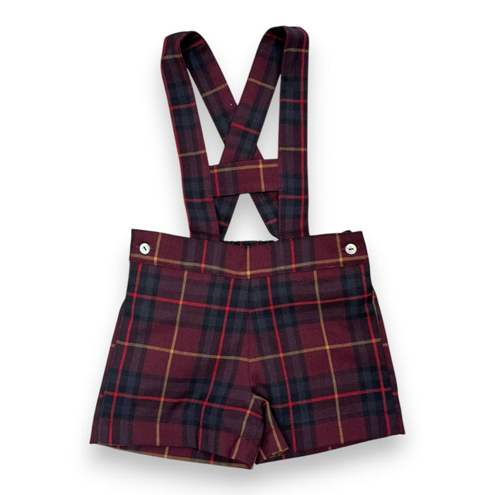shorts plaid h strap - burgundy
