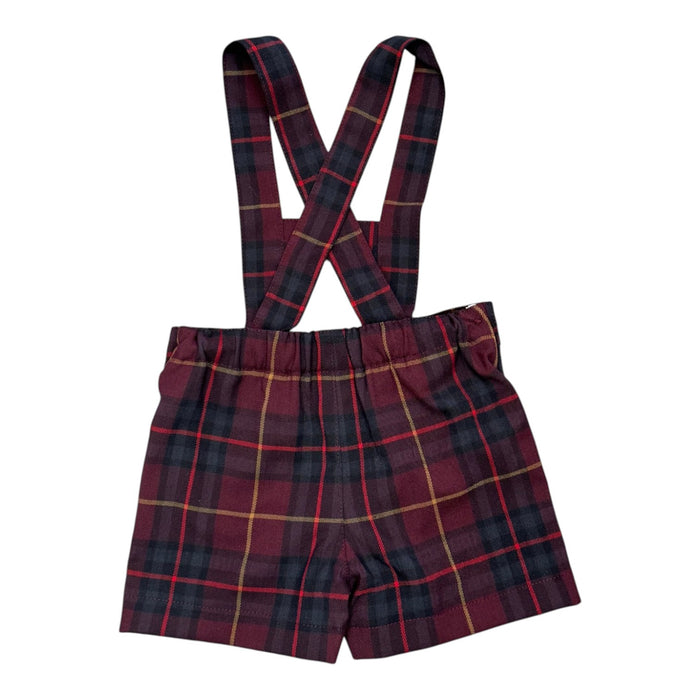 shorts plaid h strap - burgundy
