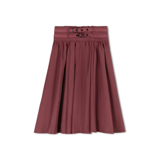 skirt taffeta circle with double buckle - wine