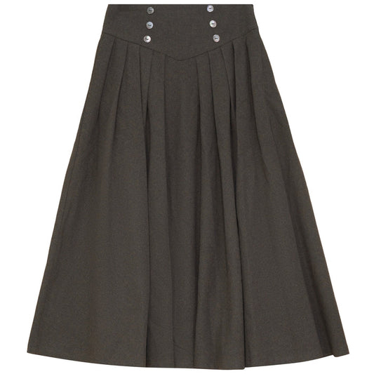 skirt wool double breasted yoke - green