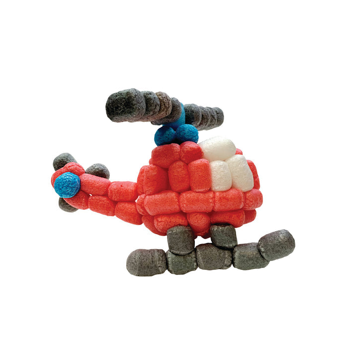 A red and grey helicopter Snoddles on a white background