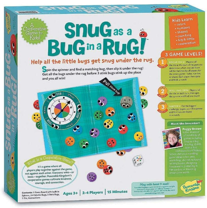 Back of the box for Snug as a Bug in a Rug on a white background.