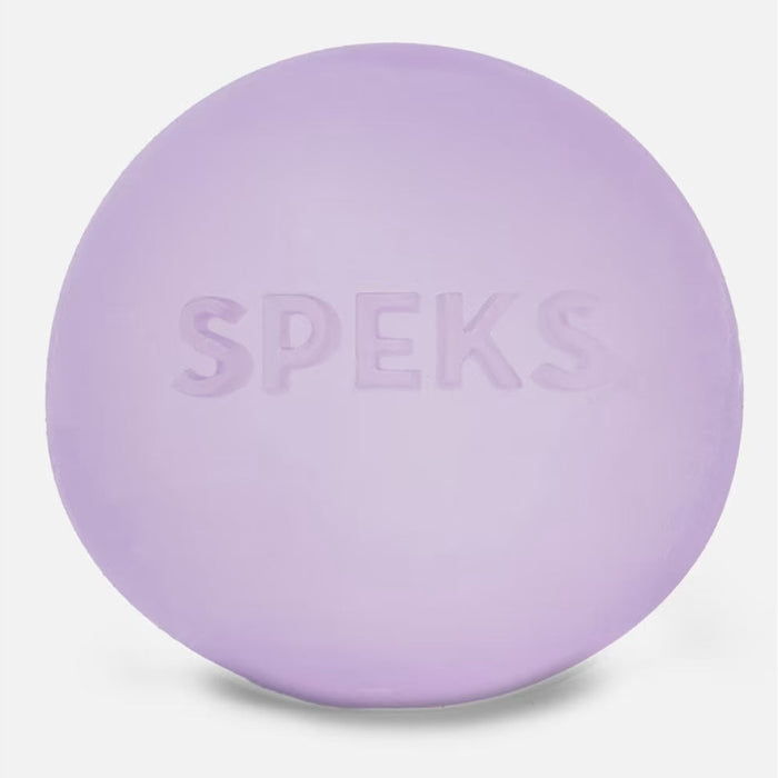 Purple Speks  Gump Ball on a light gray background