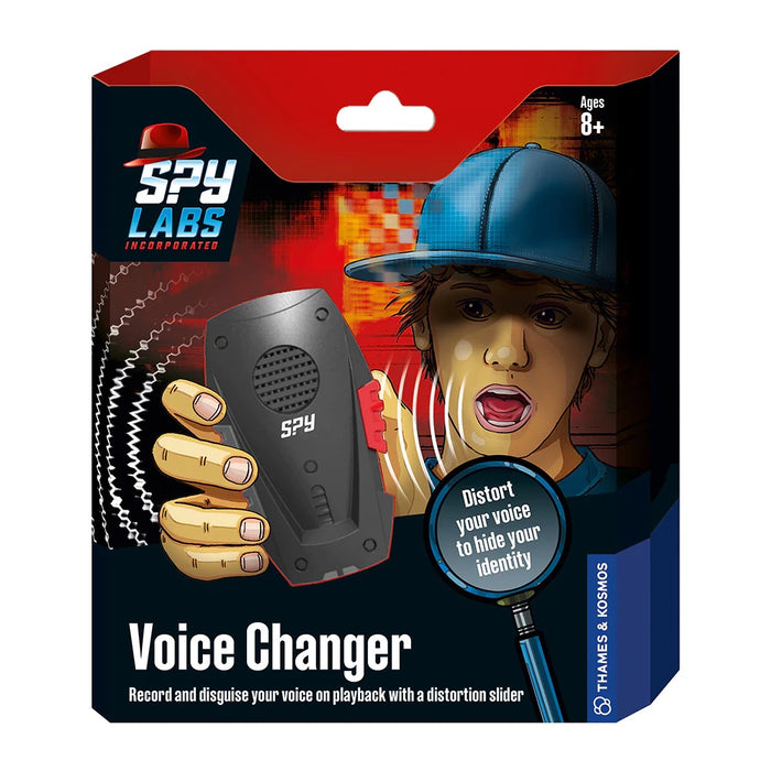 Box packaging for Spy Labs Spy Walkie-Talkies with images of the two-way radio transceivers and a cityscape at sunset.