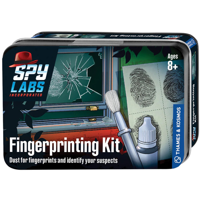 Box packaging for Spy Labs Spy Walkie-Talkies with images of the two-way radio transceivers and a cityscape at sunset.
