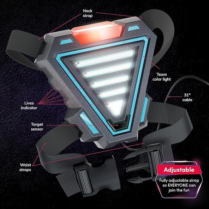 Diagram of a Squad Hero target sensor with labeled parts on a dark background