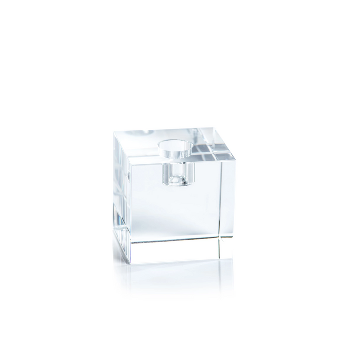 Square Crystal Glass Taper Holder - Taper Holder by Carlyle Avenue