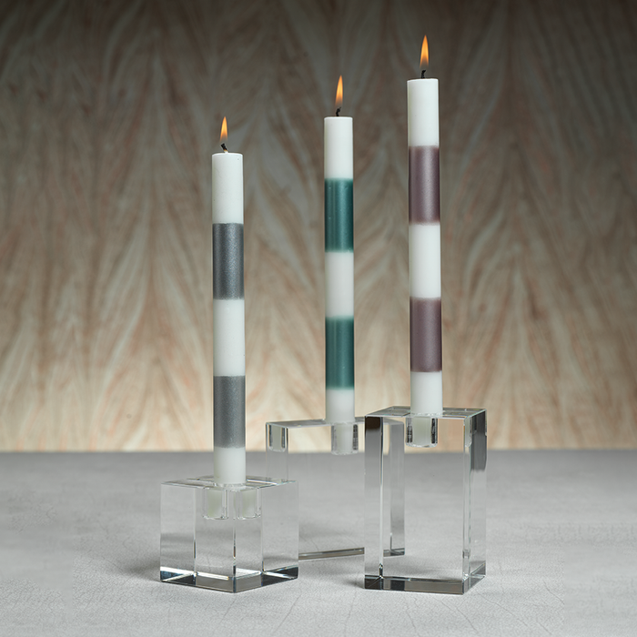 Square Crystal Glass Taper Holder - Taper Holder by Carlyle Avenue