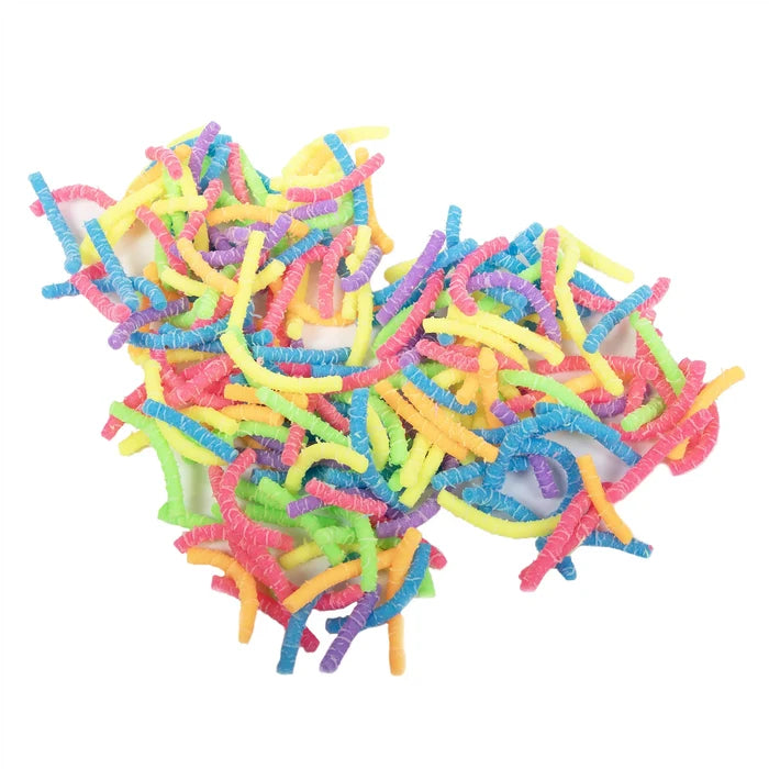Colorful  assortment of Squirmiez on a white background