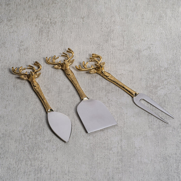 Set of 3 Stag Head Cheese Knives - Cheese Knives by Carlyle Avenue
