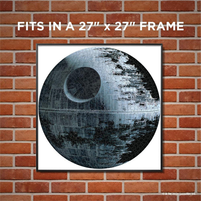 Graphic with text 'Fits in a 27 inch by 27 inch frame'
