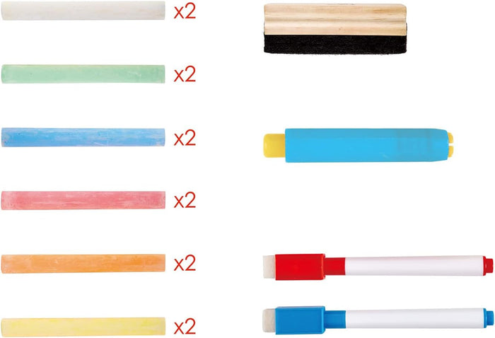 Contents of the Store and Go Easel on a white background