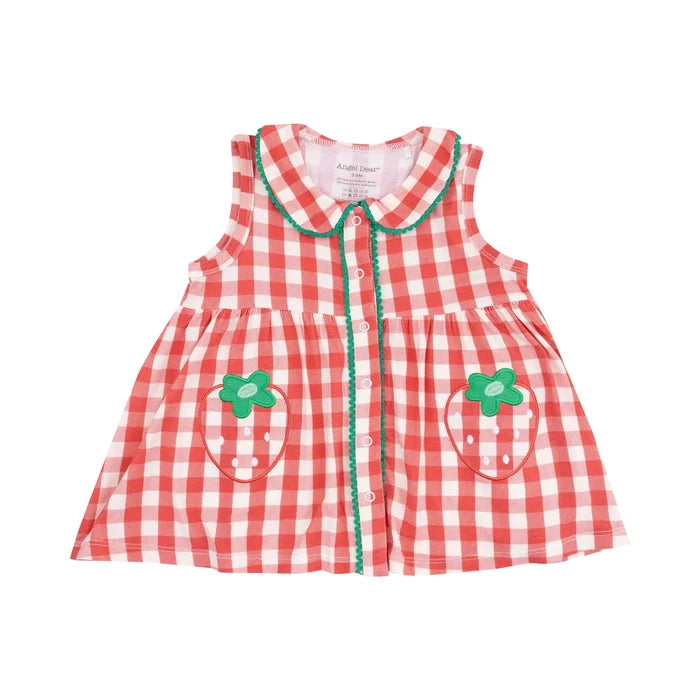 Strawberry Gingham | Peter Pan Button Front Dress